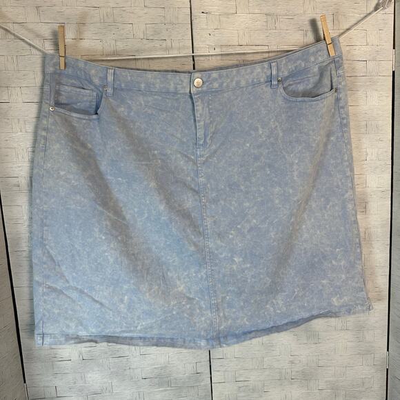 EST 1848 Denim stonewash light wash denim skirt straight 80s urban plus size - Picture 1 of 7